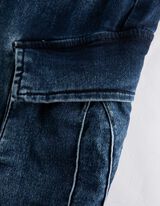 Kelnės su ki&scaron;enėmis - Įvertas rai&scaron;telis apačioje - tamsiai melynas