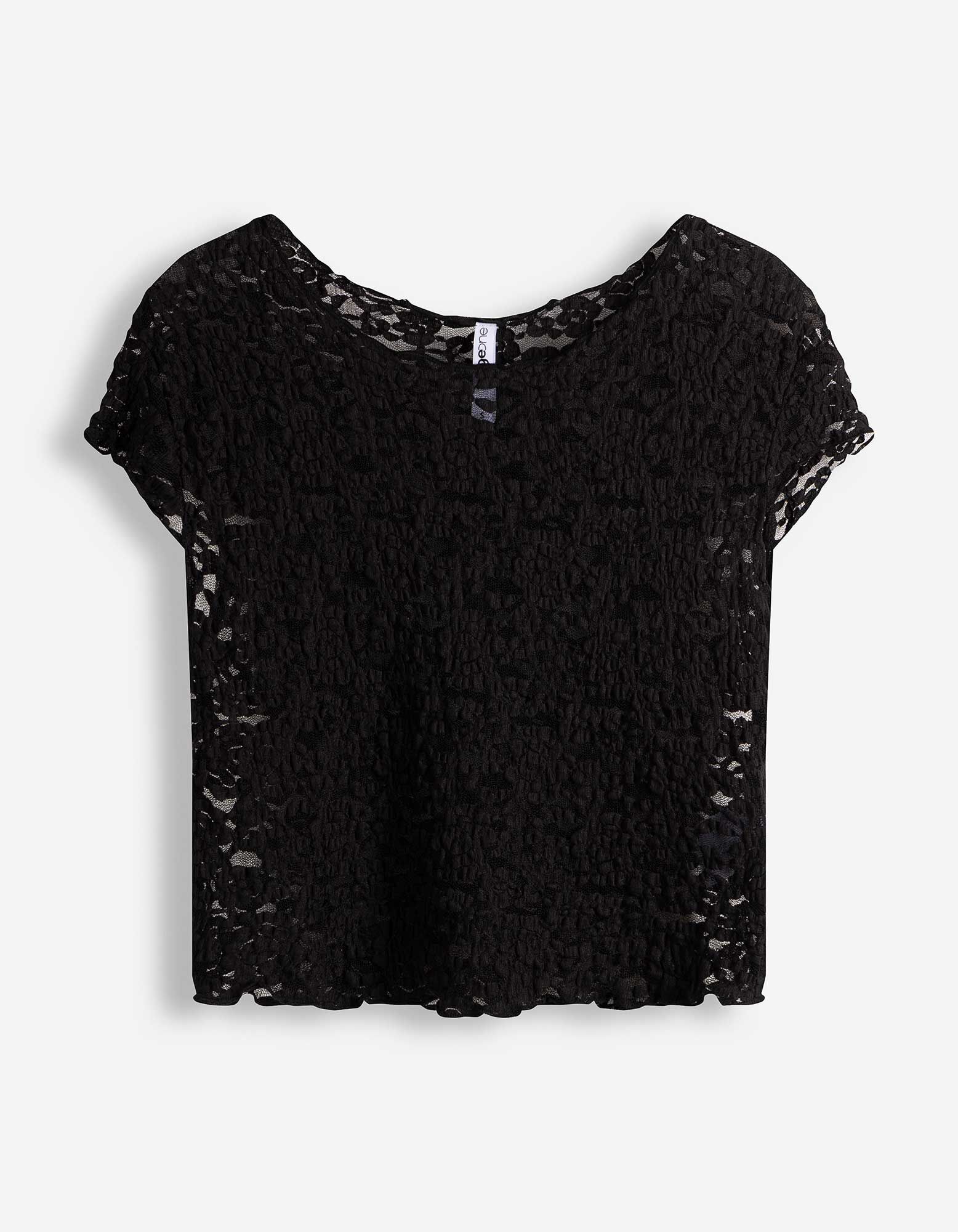 T-Shirt - Muschelsaum - Schwarz