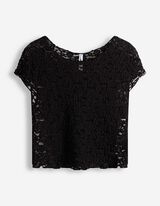 T-Shirt - Muschelsaum - Schwarz