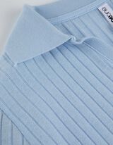 Tričko s dlhým rukávom - Zmes bavlny - svetlomodra