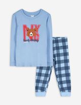 Pyjama Set aus Shirt und Hose - Mustermix - hellblau