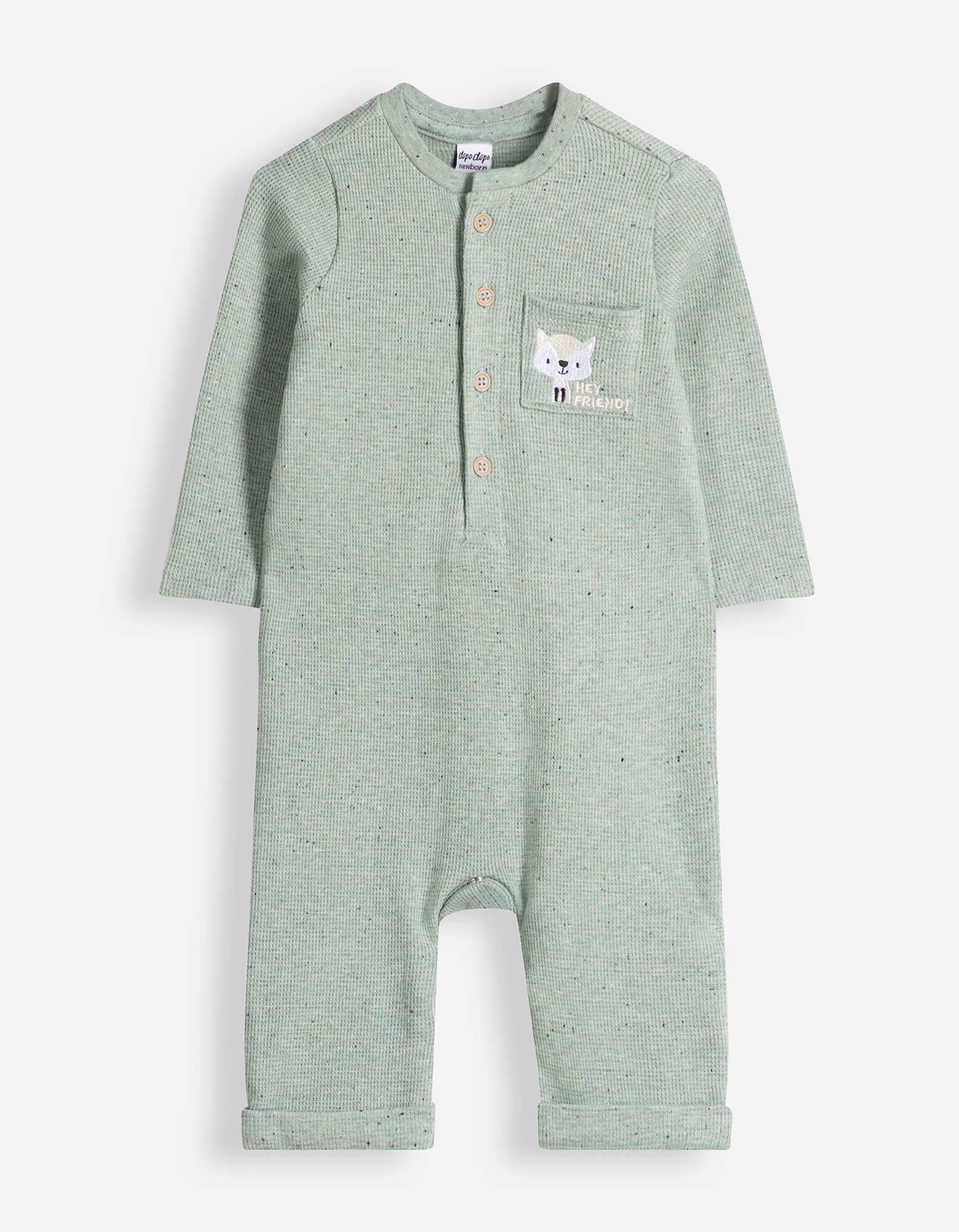 Onesie - Waffelstruktur - Petrol