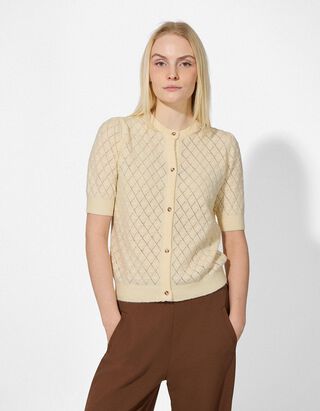 Cardigan - Knopfleiste - hellgelb