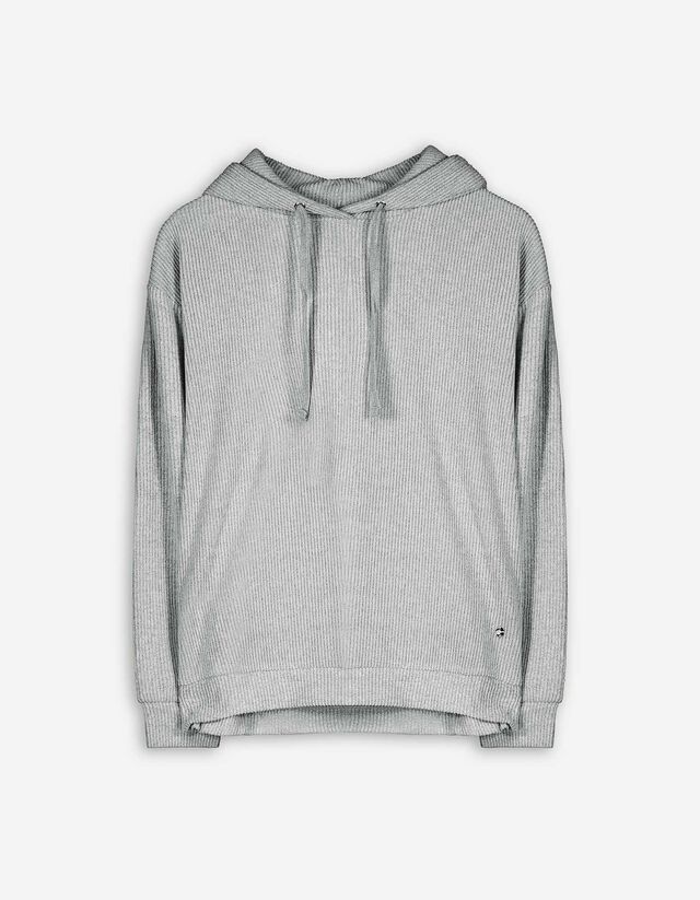 bluza z kapturem - mieszanka wiskozowa - szary