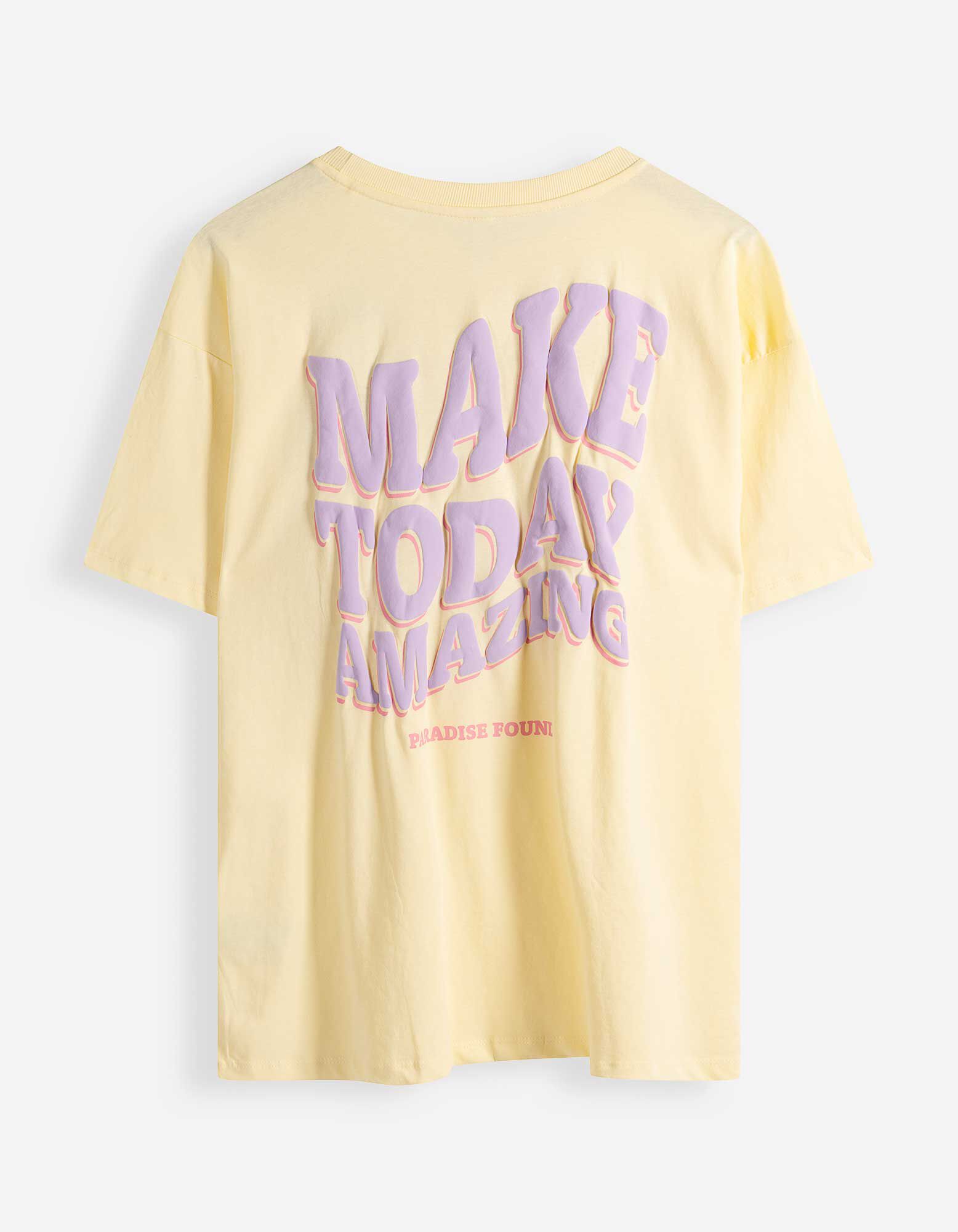 Tričko - Potisk na zadn&iacute; straně - Světle žlut&aacute;