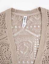 Hosszított kardigán - Perforált kötött - bézs