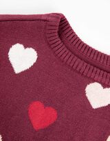 Strickpullover - Allover-Print - dunkelrot