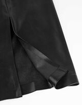 Térdig érő szoknya - Műbőr - fekete