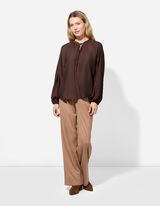 Blusa - Scollo a V - marrone chiaro