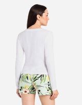 Langarmshirt - Baumwoll-Mix - wei&szlig;