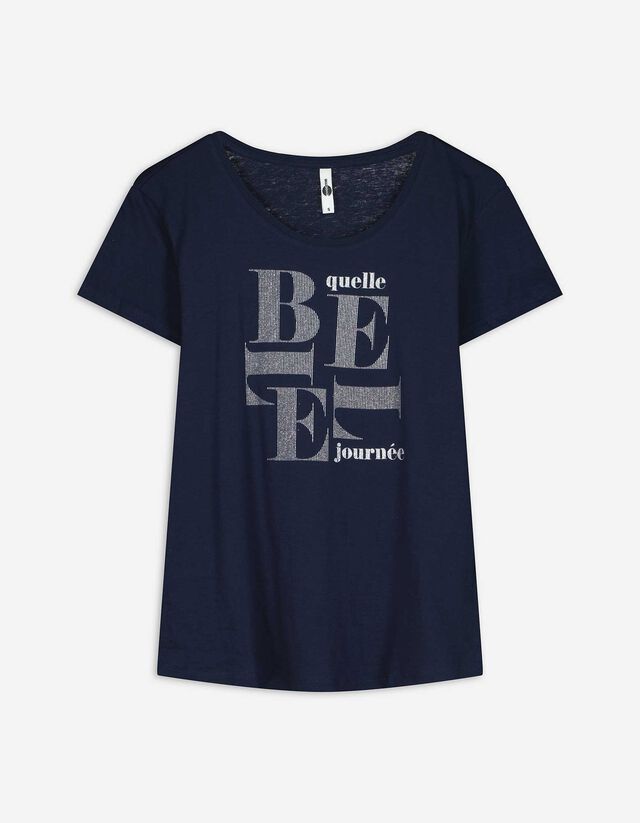T-Shirt - Glitzerprint - dunkelblau