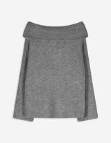 Pletený sveter - Výstrih Carmen - seda