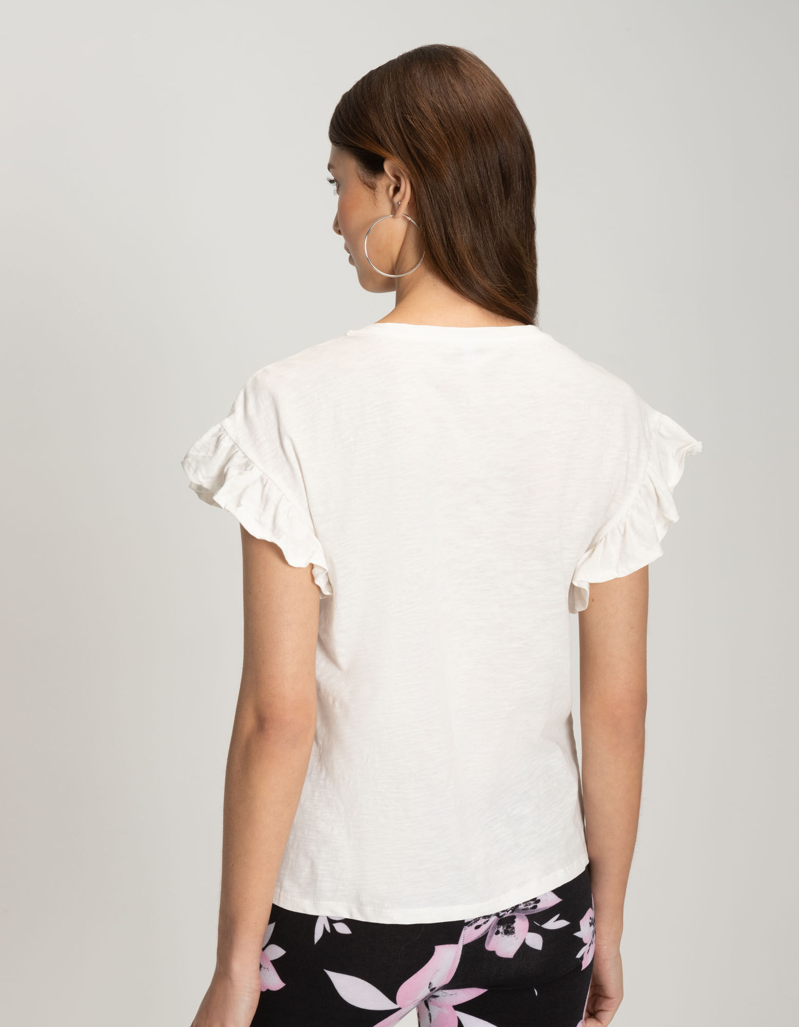 T-shirt - Manches &agrave; volants - blanc