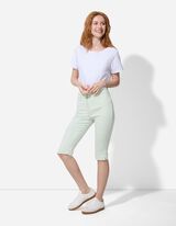 Kalhoty capri - Směs s viskózou - sv. zelena