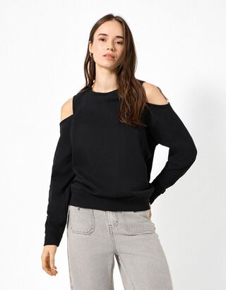 Sweatshirt - Cut-outs - Zwart