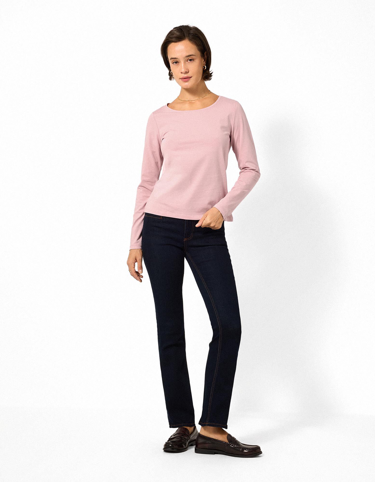 Langarmshirt - Baumwolle - Rosa