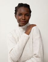 Strickpullover - Mockneck - weiß