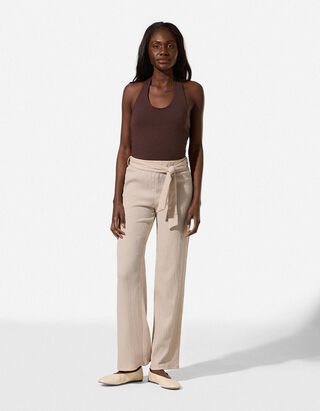 Hose - Bindeg&uuml;rtel - Beige