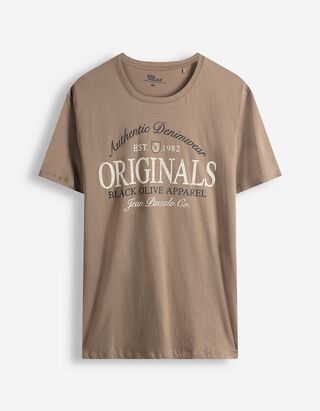 T-Shirt - Frontprint - hellbraun