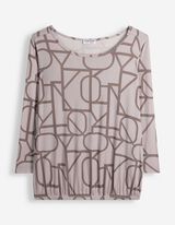 Langarmshirt - Allover-Print - Beige