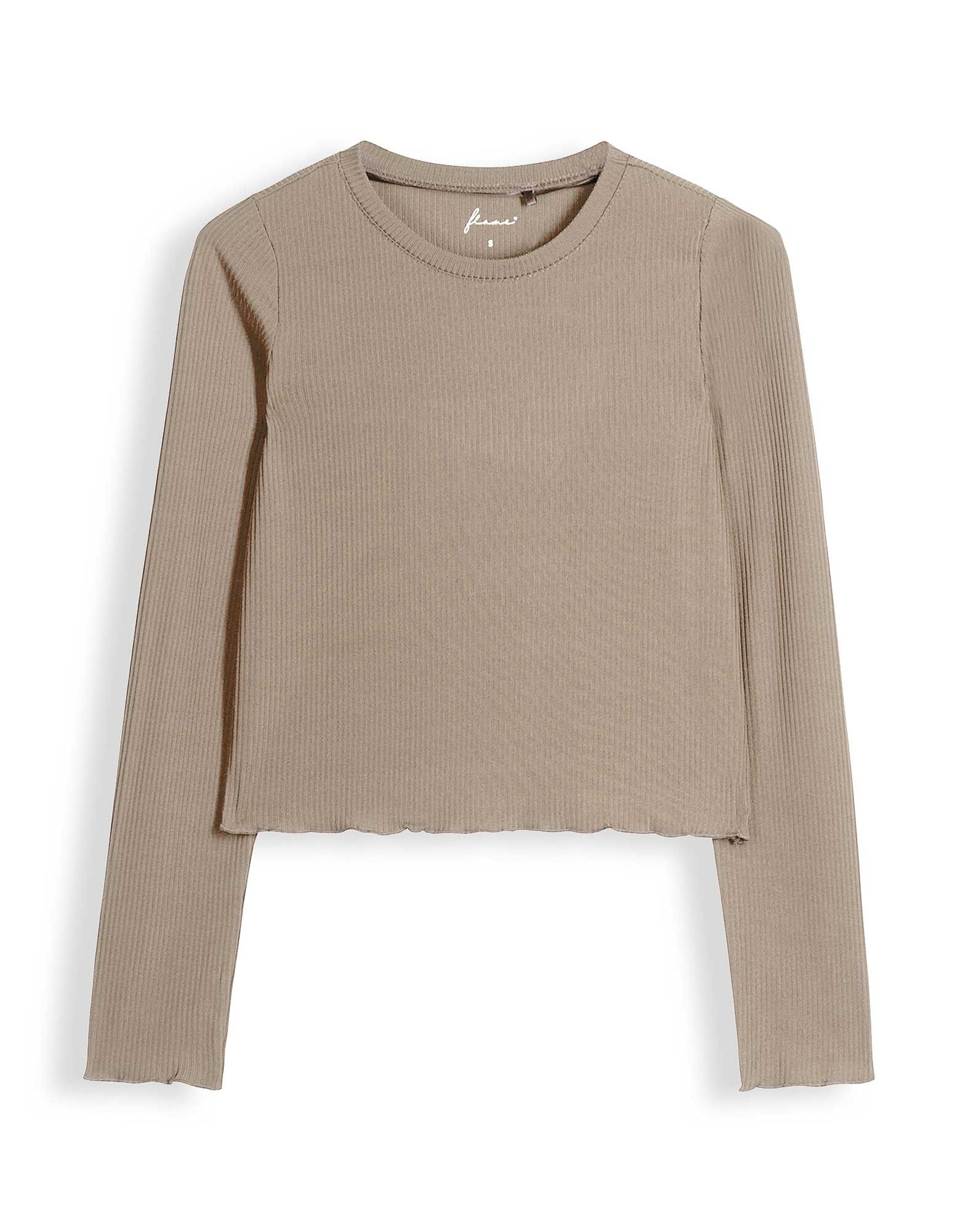 Pyjama Set aus Shirt und Hose - Gerippt - Taupe