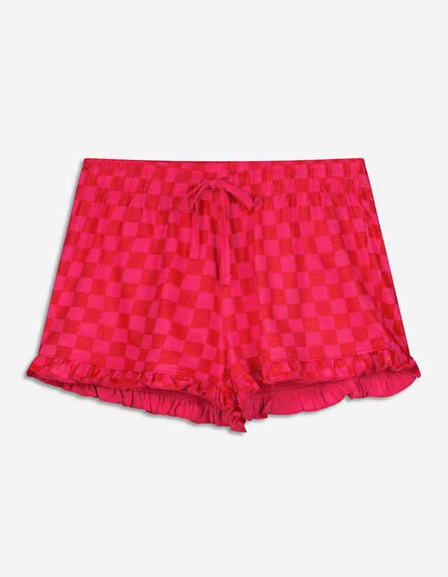 Pantaloni scurți de pijama - Volane - Roz