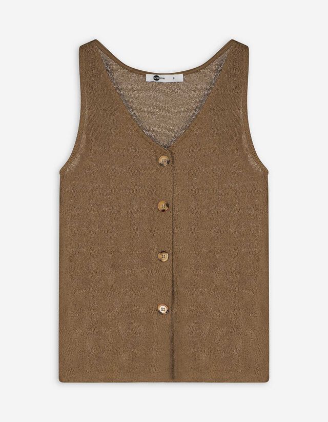 Top in maglia - Abbottonatura - marrone