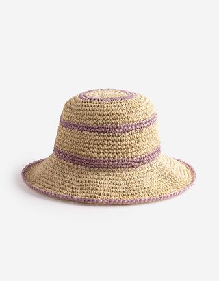 Strohhut - Streifen - beige