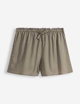 Pyjama Set aus Shirt und Shorts - Leinen-Optik - Khaki