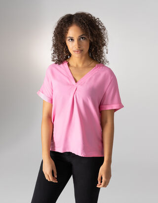 Haut en dentelle - Viscose - rose