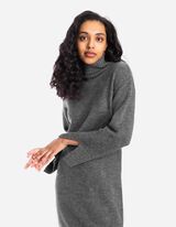 Gebreide jurk - Opstaande kraag - donkergrijs