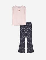 Set van shirt met lange mouwen en legging - Borduursels - roze