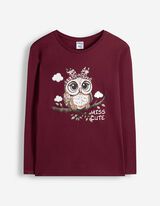 T-shirt &agrave; manches longues - Impression avant - cerise
