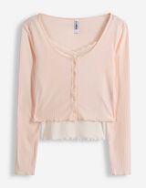 Langarmshirt - Double-Layer-Look - rosa