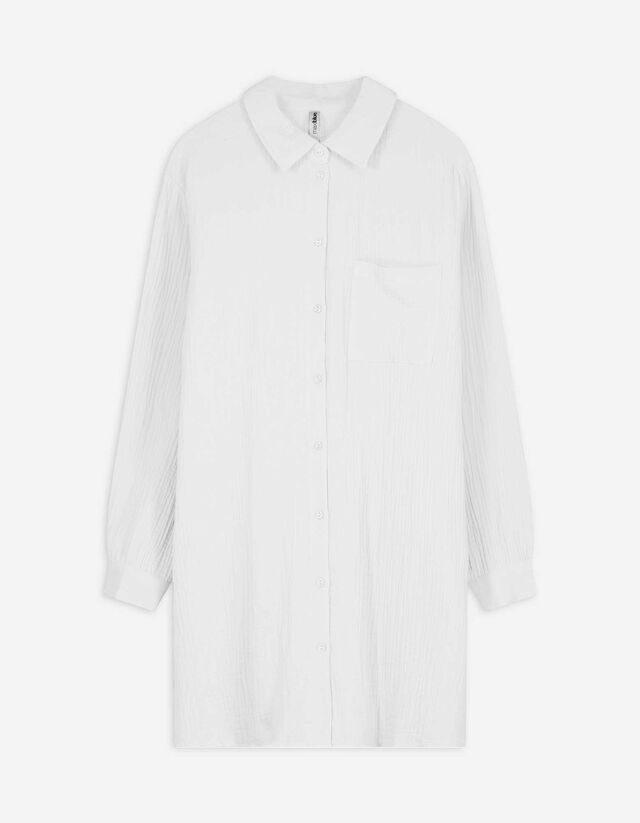Bluse - Hemdkragen - weiß