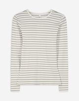 Langarmshirt - Rippenstruktur - weiß