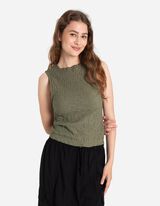 Majica na bretele - Naborani izgled - tamno-zelena