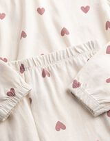 Pyjama Set aus Sweatshirt und Hose - Allover-Muster - Off-White