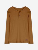 Longshirt - Knopfleiste - braun