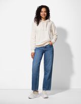 Felpa con cappuccio - Inserto in pizzo - bianco