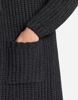 Hosszított kardigán - Kapucni - sötétszürke