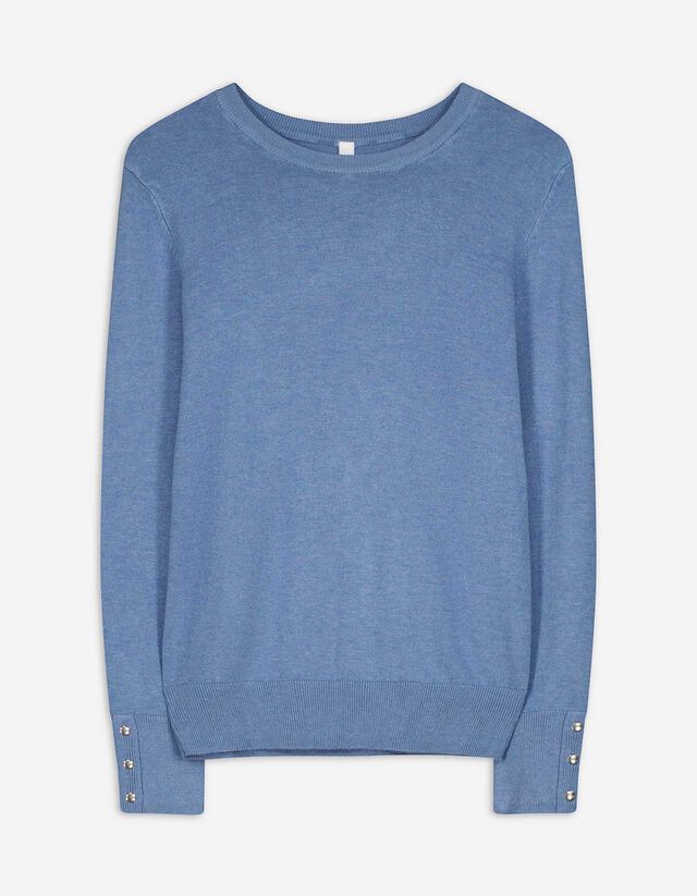 Pullover - Zierknöpfe - dunkelblau