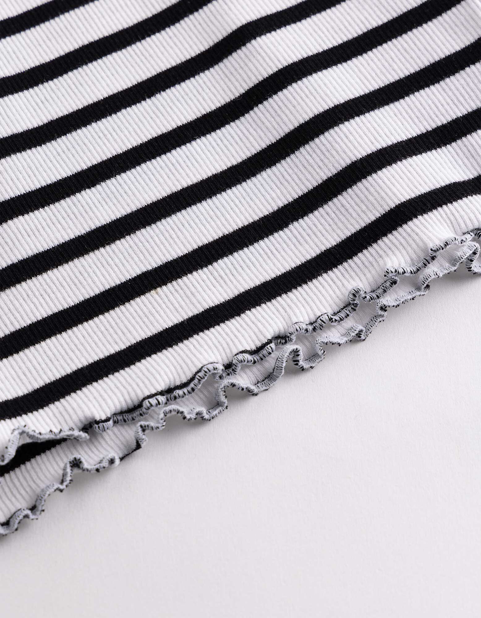 Top - Gerippt - Schwarz
