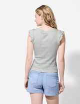 Top - Volants - hellgrau