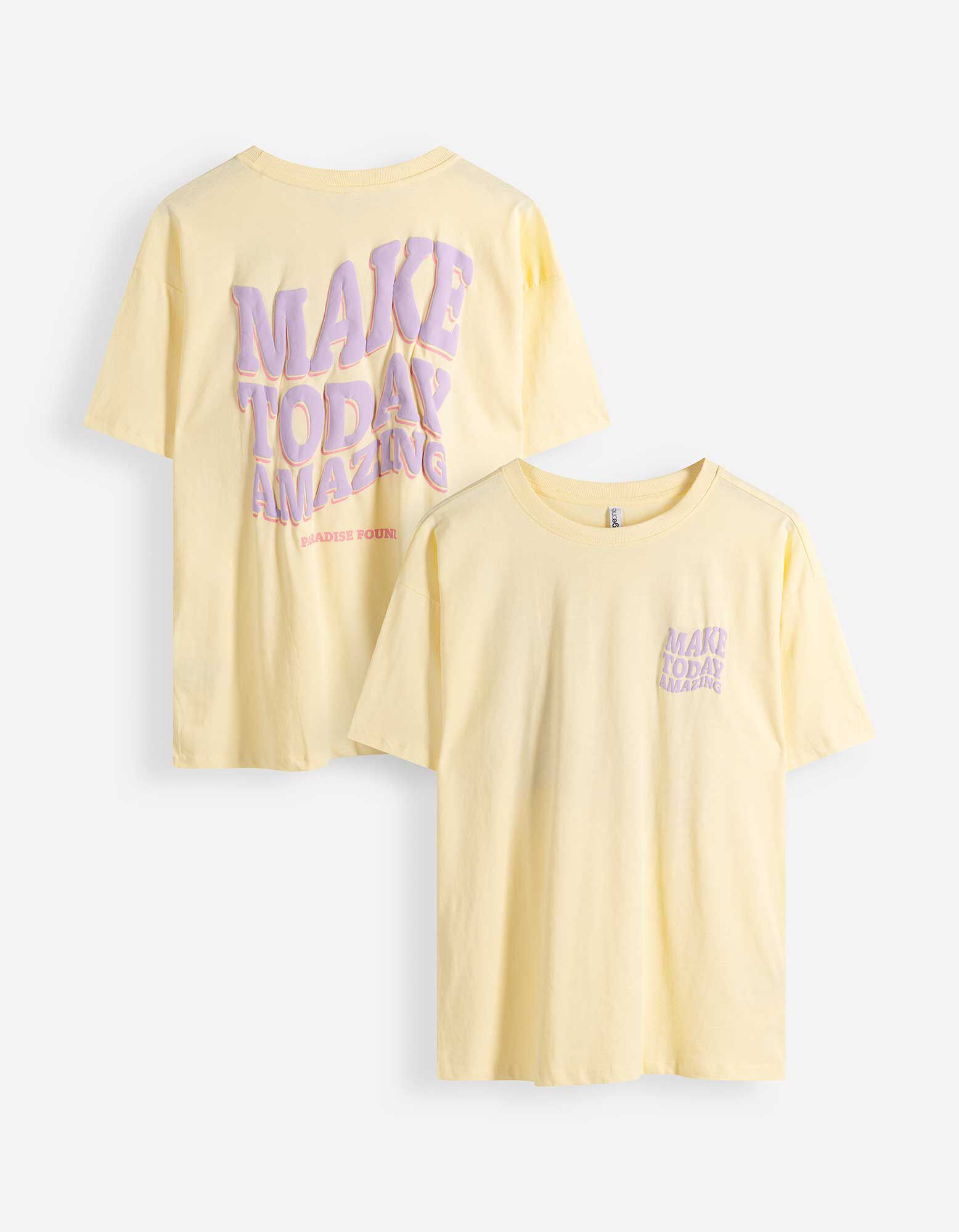 Tričko - Potisk na zadn&iacute; straně - Světle žlut&aacute;