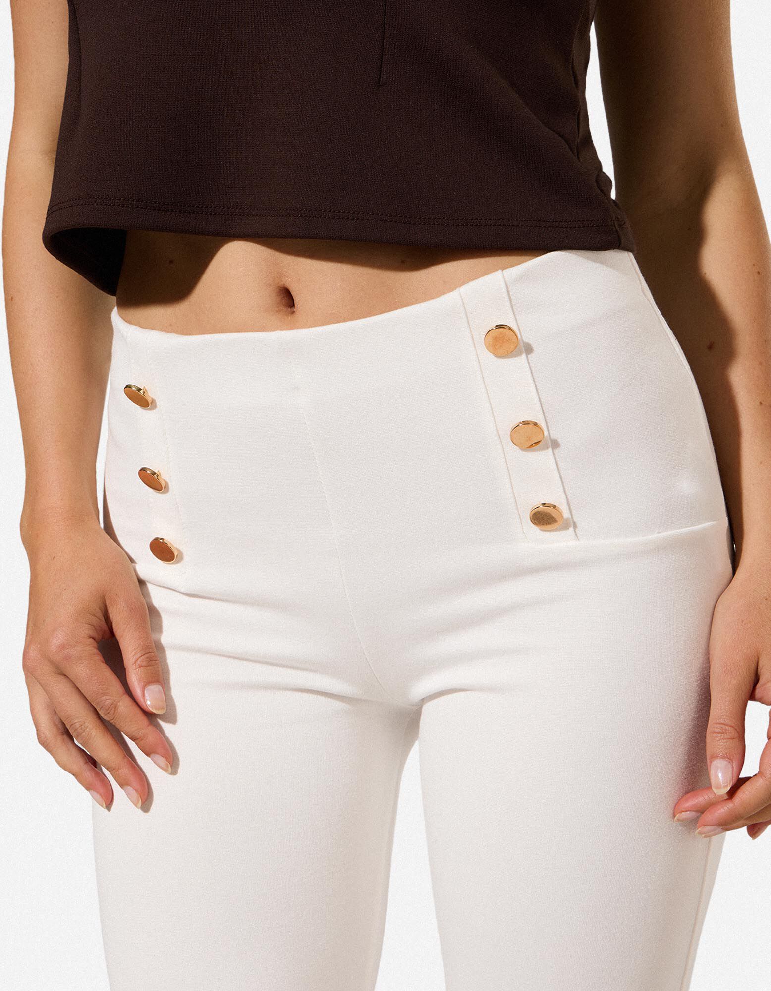 Leggings - Zierkn&ouml;pfe - Off-White