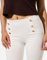 Leggings - Zierkn&ouml;pfe - Off-White