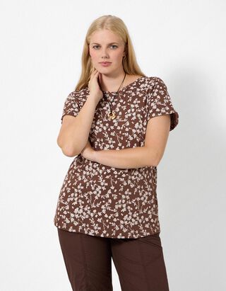 T-Shirt - Allover-Muster - Braun