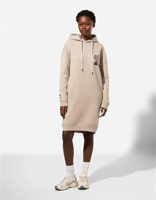 Kleid - R&uuml;ckenprint - beige