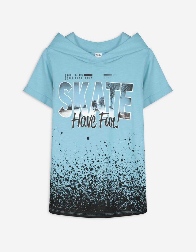 T-Shirt - Kapuze - blau